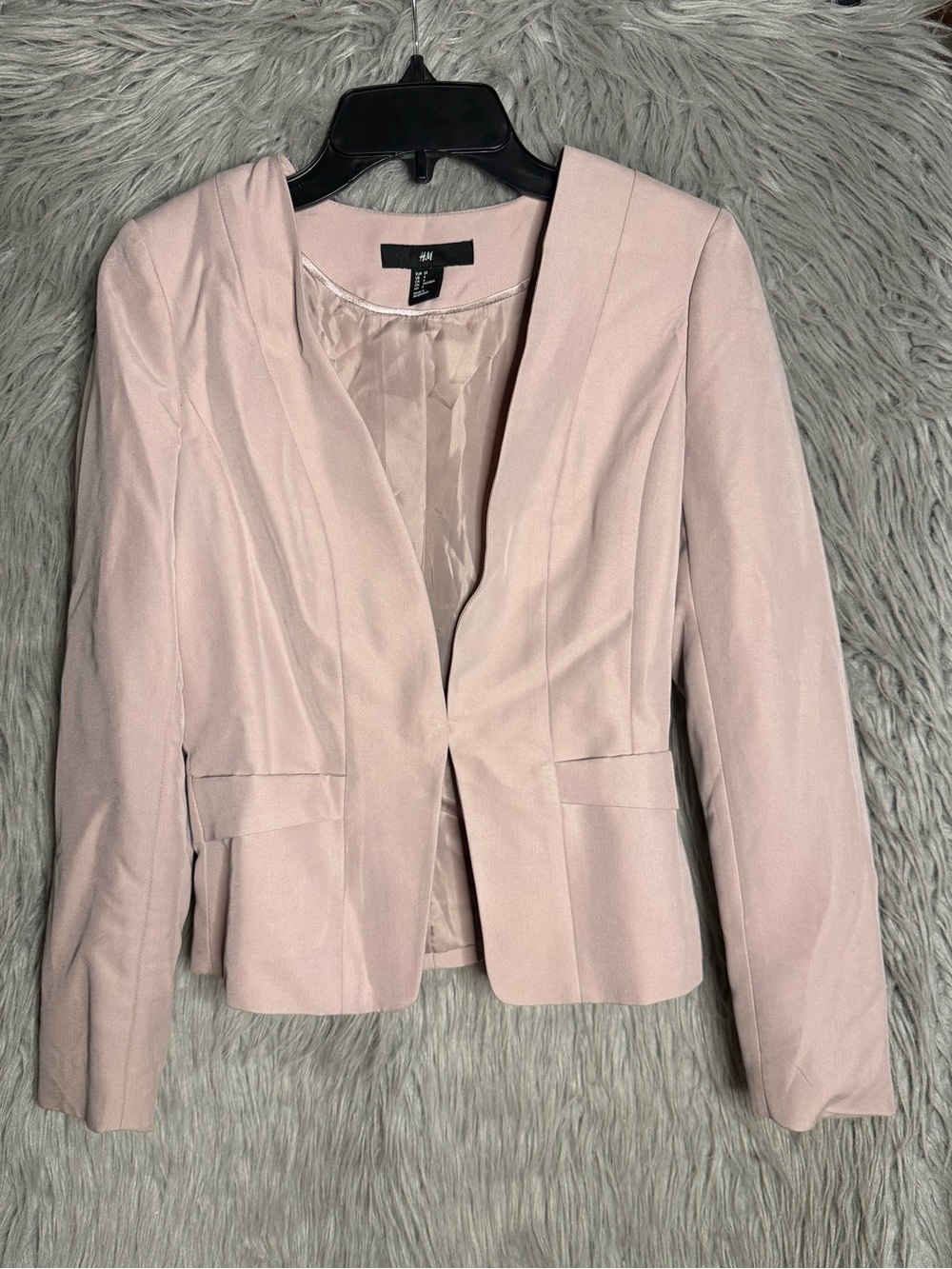 H&M Blush Pink Tailored Open-Front Blazer